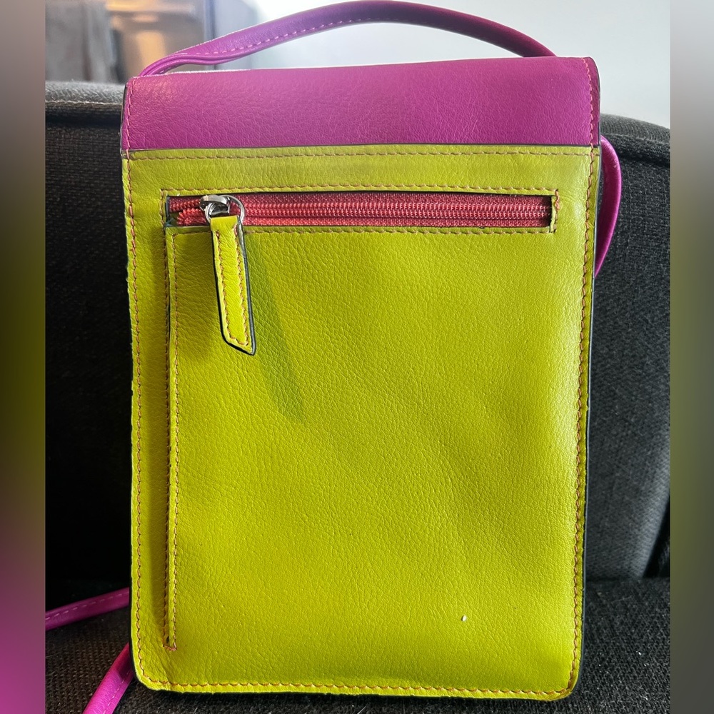 Crossbody leather organizer - adjustable strap for varying length